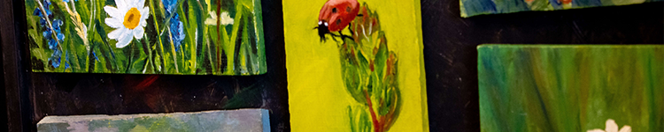 Arts Alive Web Banner Arts Commission - Image of Lady Bug and Flower Painting